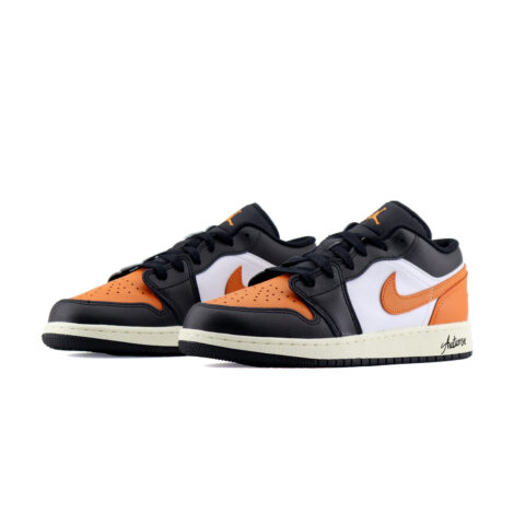 Jordan Air Jordan 1 Low Abrasion Resistant Abrasion Resistant Low top Vintage Basketball Shoes Unisex Black Orange