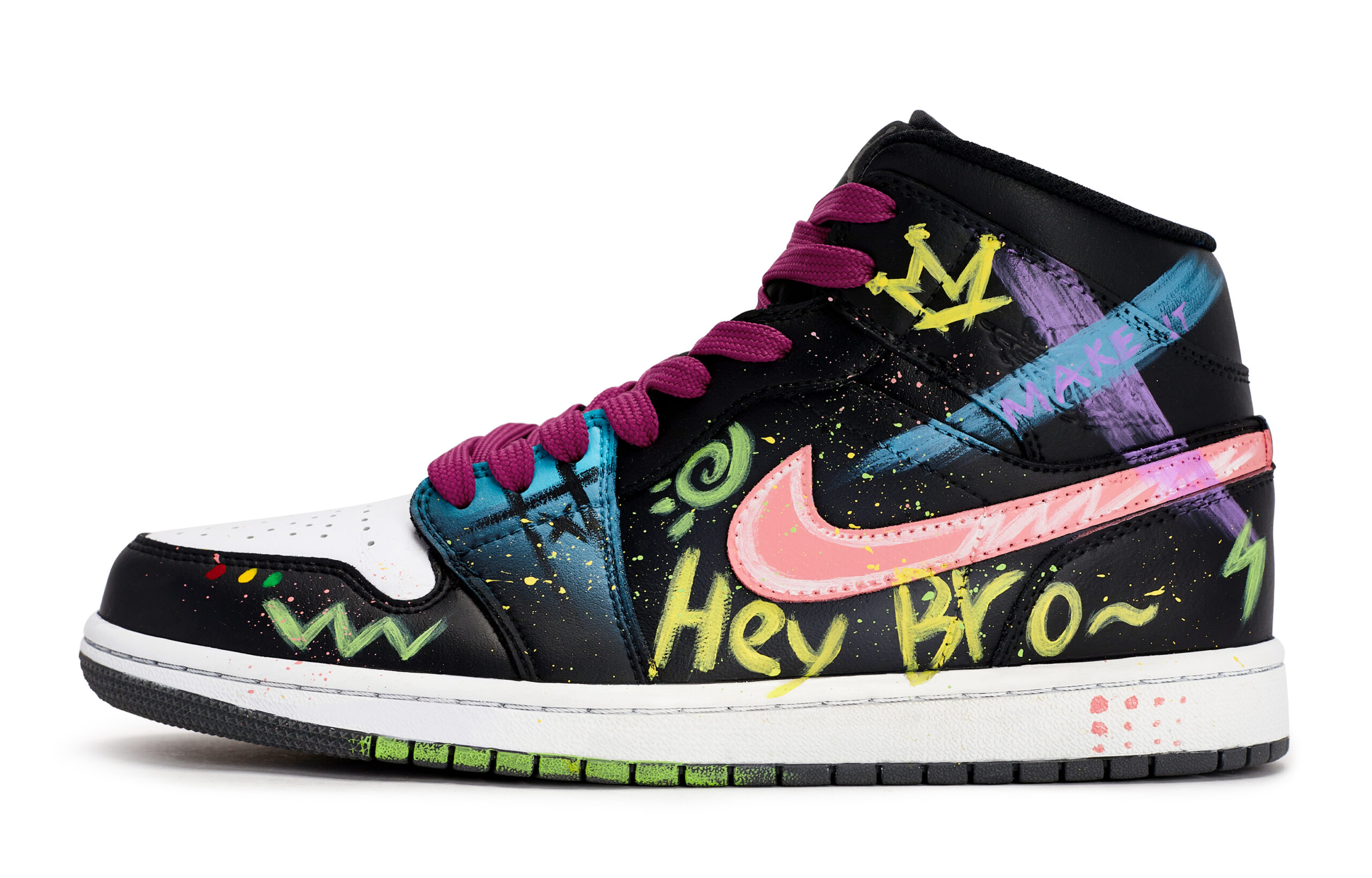 Jordan Air Jordan 1 811 Manufacturing, Neon Urban, Special Shoe Box Mid top Vintage Basketball Shoes Unisex