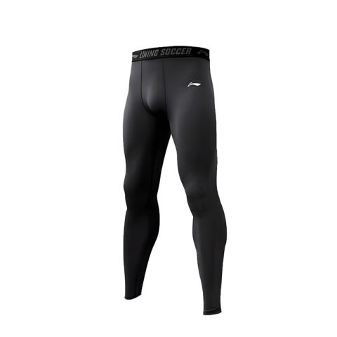 Li Ning Letter Mid Rise Breathable Versatile Fleece Lined Thermal Tight Fit Sports Pants Men’s Black