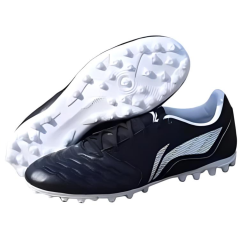Li Ning MG Multi Ground Natural Grass Synthetic Leather Cushioning, Wear Resistant Soccer Shoes Unisex Black