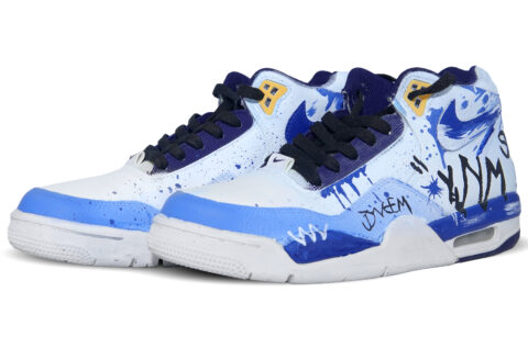 Nike Flight Legacy Slip Resistant Mid top Vintage Basketball Shoes Unisex Light Blue
