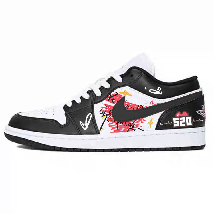 Jordan Air Jordan 1 Slip Resistant Abrasion Resistant Low top Vintage Basketball Shoes Unisex Black