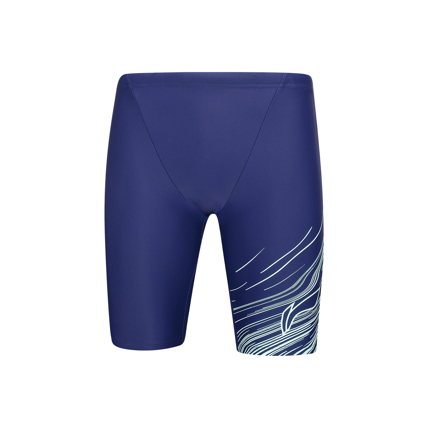 Li Ning Swimming Shorts Men’s Dark Marine Blue Moderate Square Leg Swim Trunks
