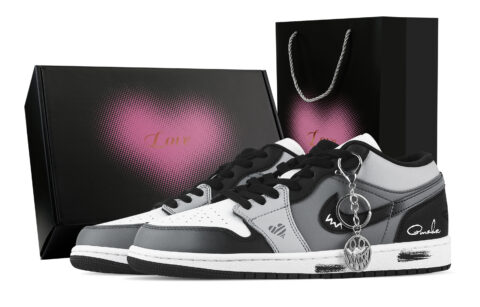 Jordan Air Jordan 1 Silent, Heart Box Low top Vintage Basketball Shoes Unisex Black White Gray