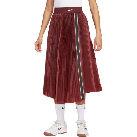 Nike Court Slam SS25 Casual Long Skirt Women’s Dark Red/White Color