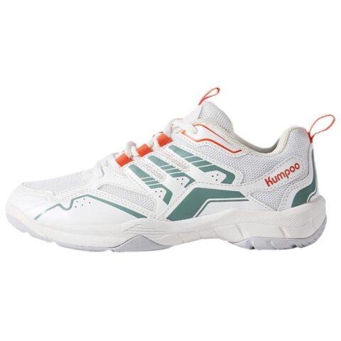 KUMPOO Cushioning Abrasion Resistant Support Low top Badminton Shoes Unisex White Orange Green