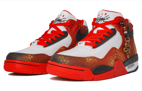 Nike Flight Legacy Slip Resistant Mid top Vintage Basketball Shoes Unisex Red White