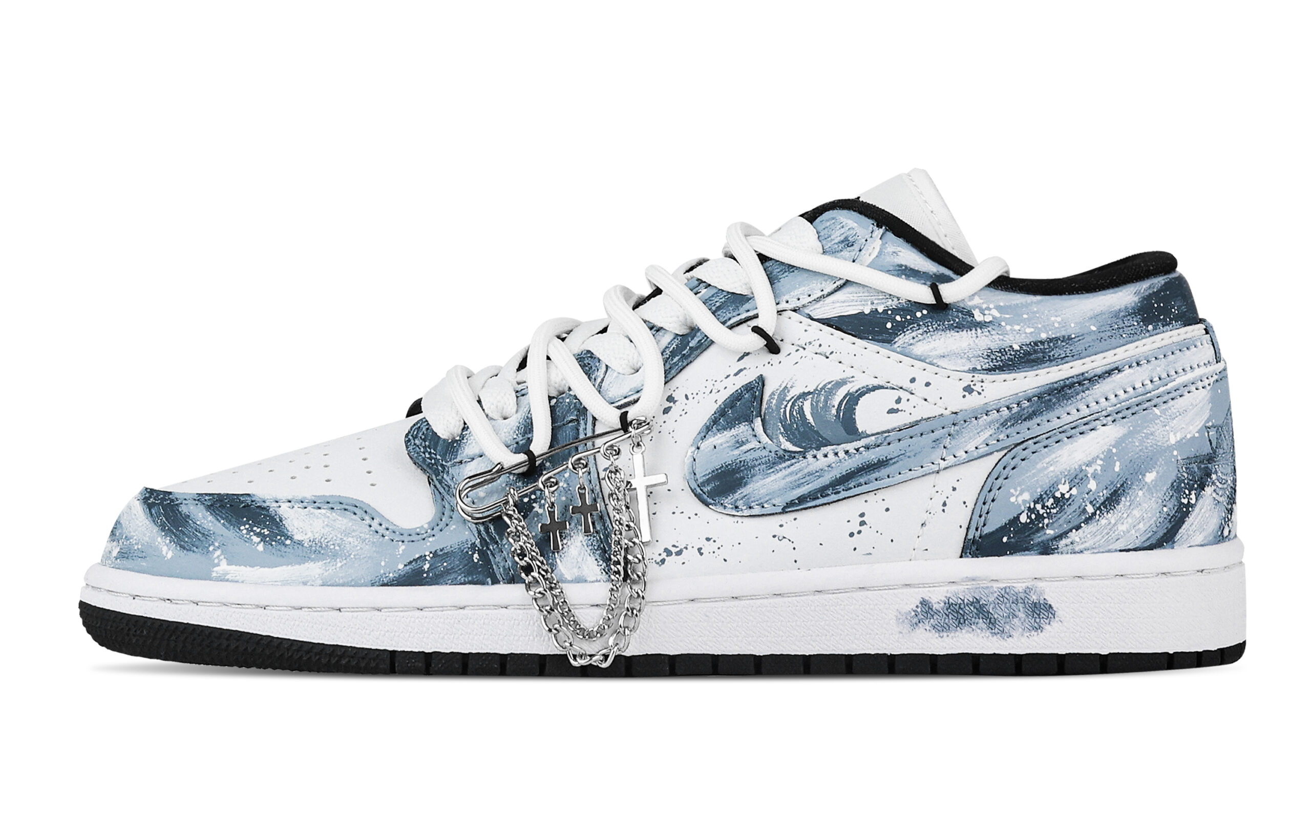 Jordan Air Jordan 1 Wave Soaring Abrasion Resistant Low top Vintage Basketball Shoes Unisex White Blue
