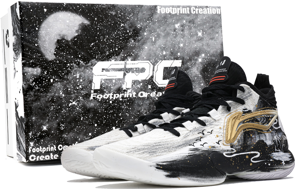 Li Ning YuShuai 18 Cushioning Slip Resistant Breathable Mid top Basketball Shoes Men’s Black Gold White