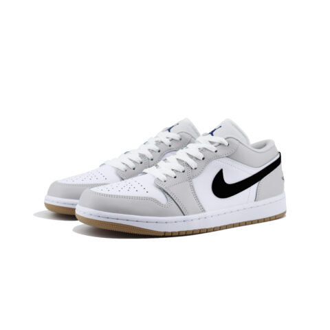 Jordan Air Jordan 1 Slip Resistant Abrasion Resistant Low top Vintage Basketball Shoes Unisex White Gray