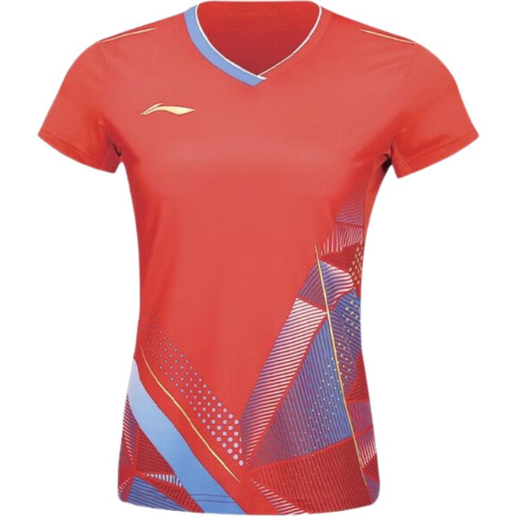 Li Ning Badminton Jerseys Unisex Red V Neck Moderate