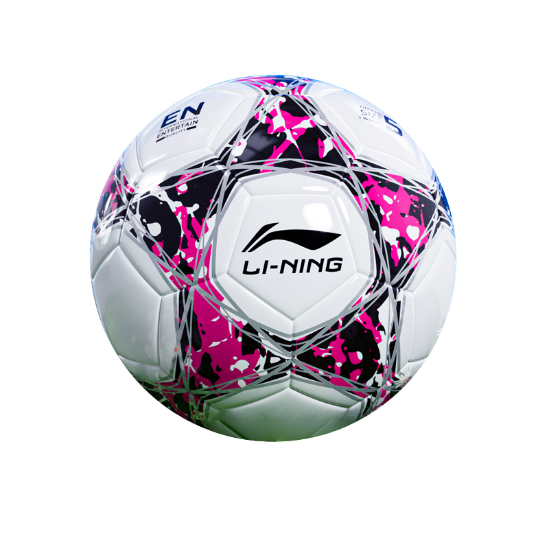 Li Ning Size 5 Standard Ball For Regular 11 A Side Use Soccer Ball TPU Machine Stitched Soccer Ball White Pink