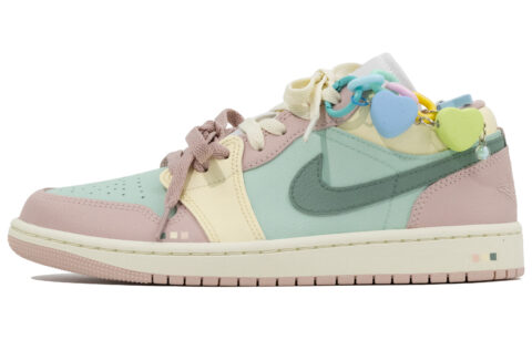 Jordan Air Jordan 1 Icing Sugar Forest Abrasion Resistant Low top Vintage Basketball Shoes Unisex Lotus Color