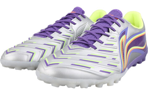 Li Ning Brocade Turf TF Turf Firm Ground, Artificial Turf Soccer Shoes Men’s Purple Silver
