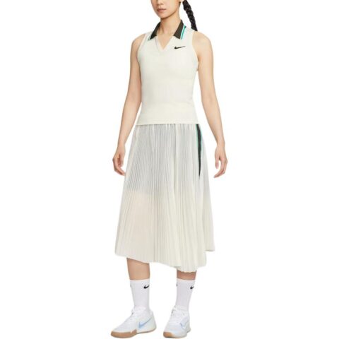 Nike Court Slam SS25 Casual Long Skirt Women’s Light Ivory White/Black
