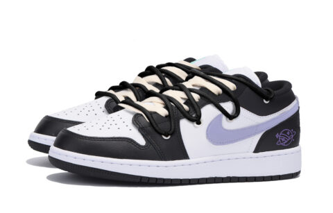Jordan Air Jordan 1 Abrasion Resistant Slip Resistant Low top Vintage Basketball Shoes Men’s Black Purple