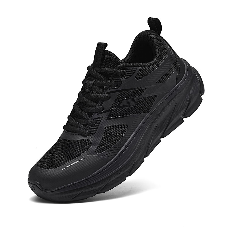 LOTTO Cushioning Slip Resistant Abrasion Resistant Breathable Lightweight Rebound Low top Hiking Shoes Men’s Black