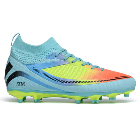 ATAY Soccer Shoes Unisex High Top White Purple/Black Blue