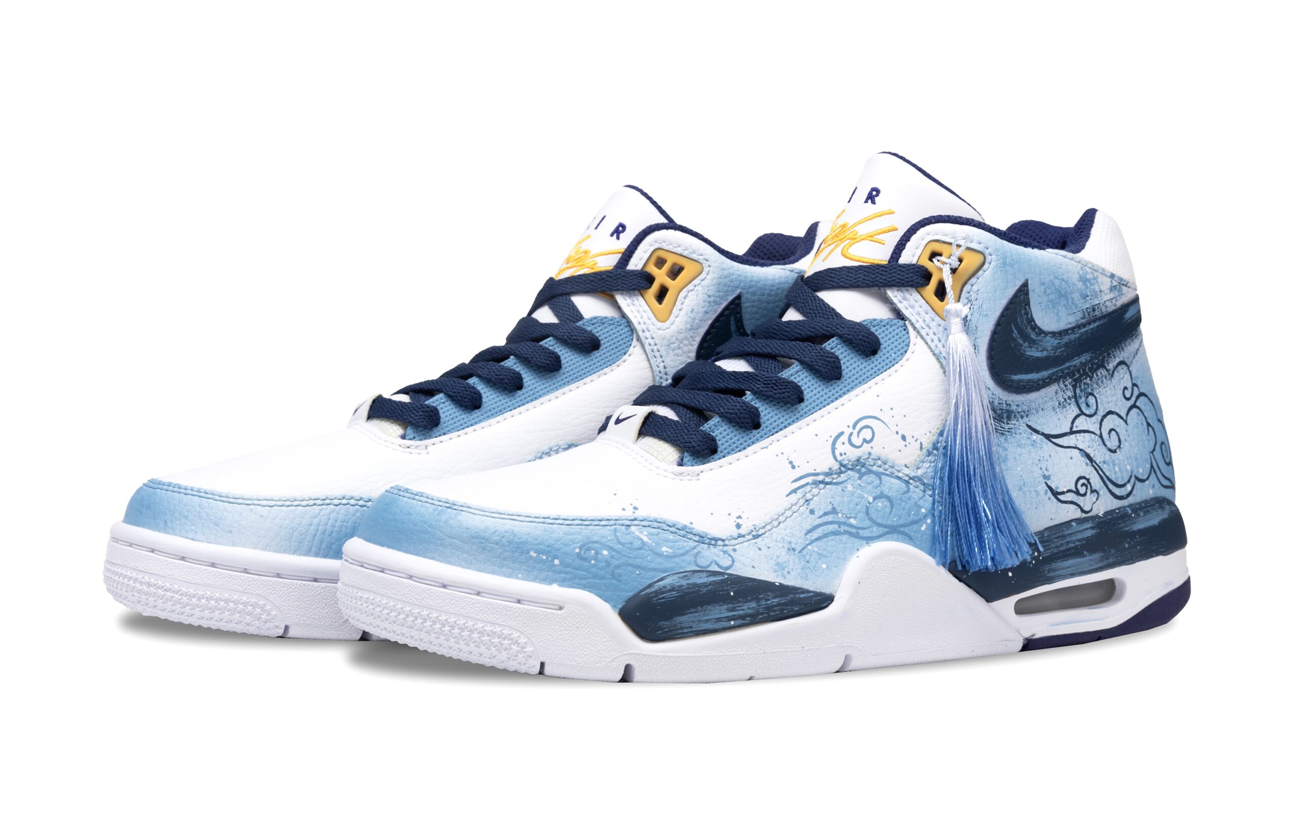 Nike Flight Legacy Vintage Basketball Shoes Men’s Mid Top White/Blue/Black