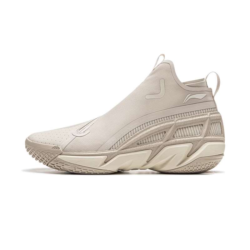 Li Ning BadFive 4 Cushioning Slip Resistant Abrasion Resistant Mid top Basketball Shoes Men’s Beige