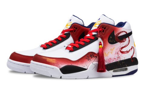 Nike Flight Legacy Slip Resistant Abrasion Resistant Mid top Vintage Basketball Shoes Men’s White Black Red