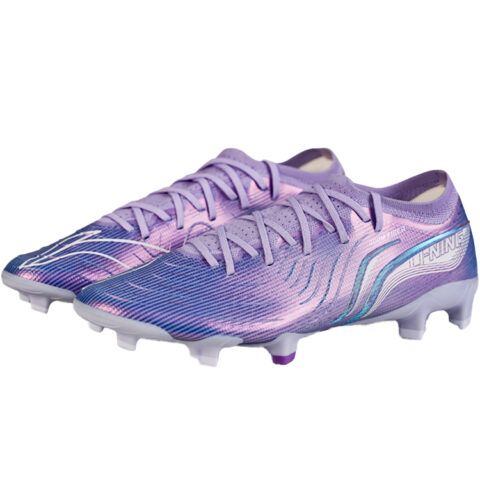 Li Ning FG Firm Ground Artificial Turf Synthetic Leather Cushioning, Wear Resistant Soccer Shoes Men’s Blue Purple