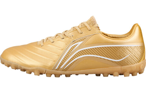 Li Ning Brocade TF Turf Artificial Turf Cushioning Slip Resistant Soccer Shoes Men’s Traditional Gold