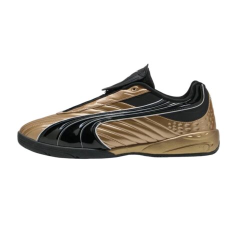 PUMA V S2 Goalgetter Fabric Abrasion Resistant Soccer Shoes Unisex Black Gold