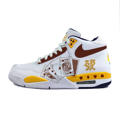 Nike Flight Legacy Leather Cushioning Slip Resistant Abrasion Resistant Mid top Vintage Basketball Shoes Men’s White
