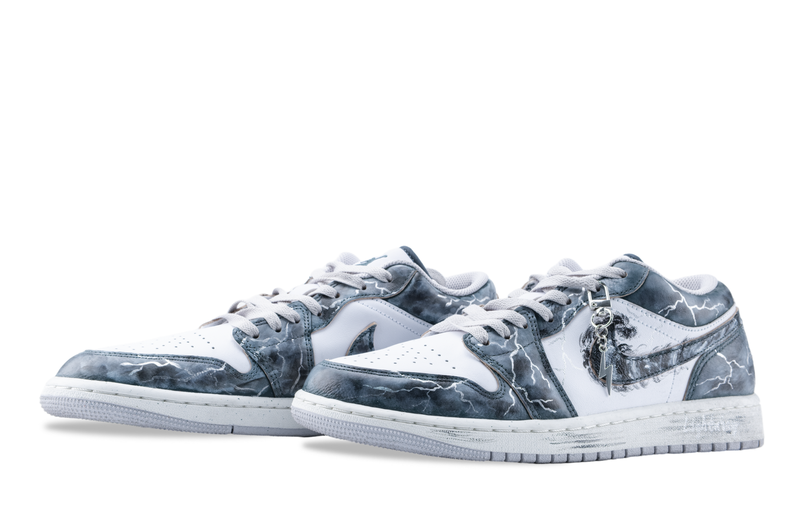Jordan Air Jordan 1 Low top Vintage Basketball Shoes Unisex Gray Black Blue