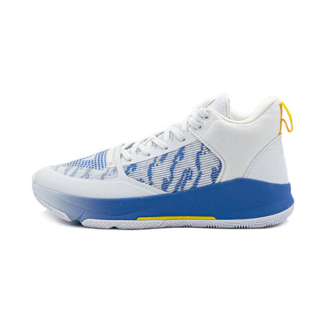 PEAK Cushioning Abrasion Resistant Cushioning, Wear Resistant Mid top Basketball Shoes Men’s White Blue