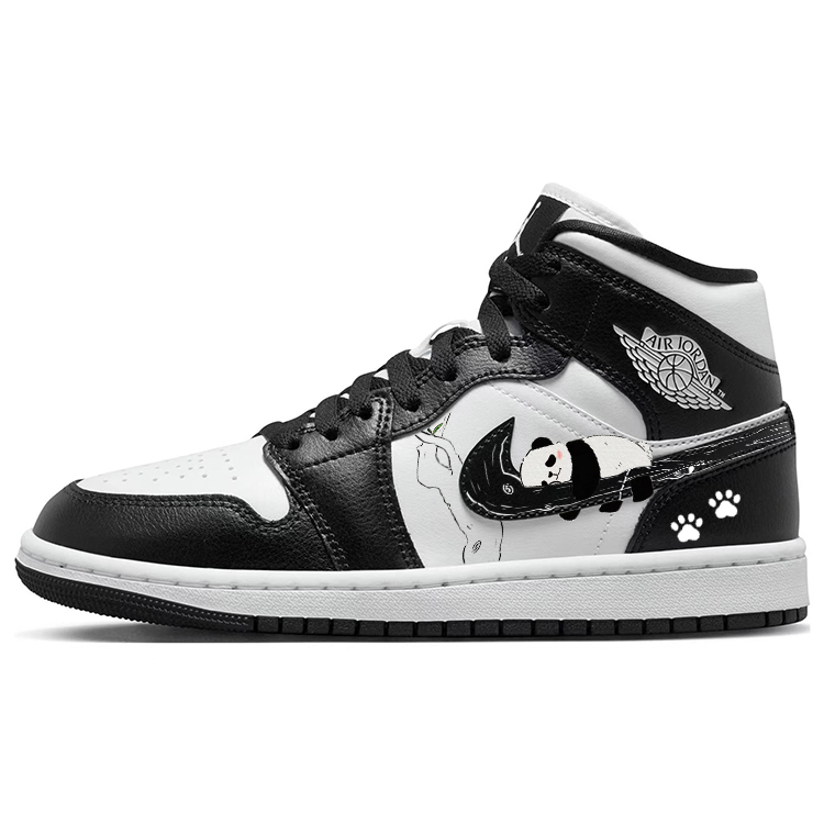 Jordan Air Jordan 1 Cushioning Slip Resistant Mid top Vintage Basketball Shoes Women’s Black