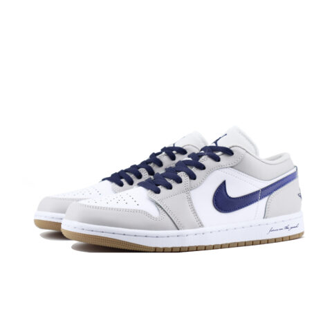 Jordan Air Jordan 1 Low top Vintage Basketball Shoes Unisex White Gray Blue