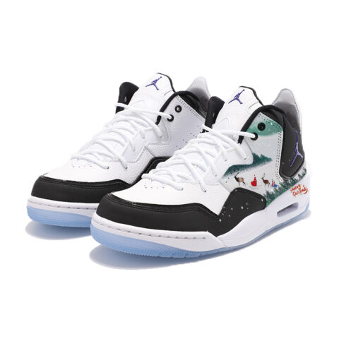 Jordan Courtside 23 Frozen Christmas Sleds Cushioned Slip Resistant Mid Top Vintage Basketball Shoes Unisex Black White