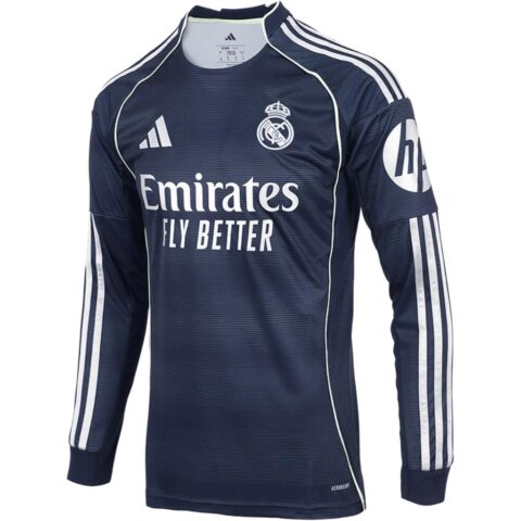 Adidas Free Shipping With AdiClub Real Madrid 25/26 Long Sleeve Away Jersey