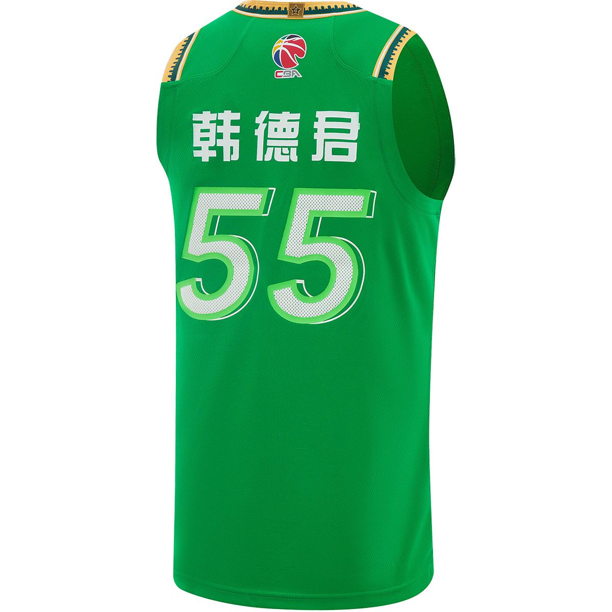 Li Ning CBA Collection Basketball Jersey Han Dejun No. 55 Men’s Field Green