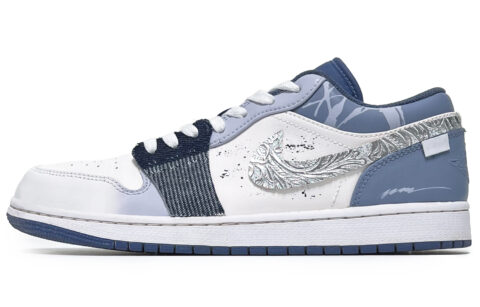 Jordan Air Jordan 1 Abrasion Resistant Low top Vintage Basketball Shoes Men’s Blue White