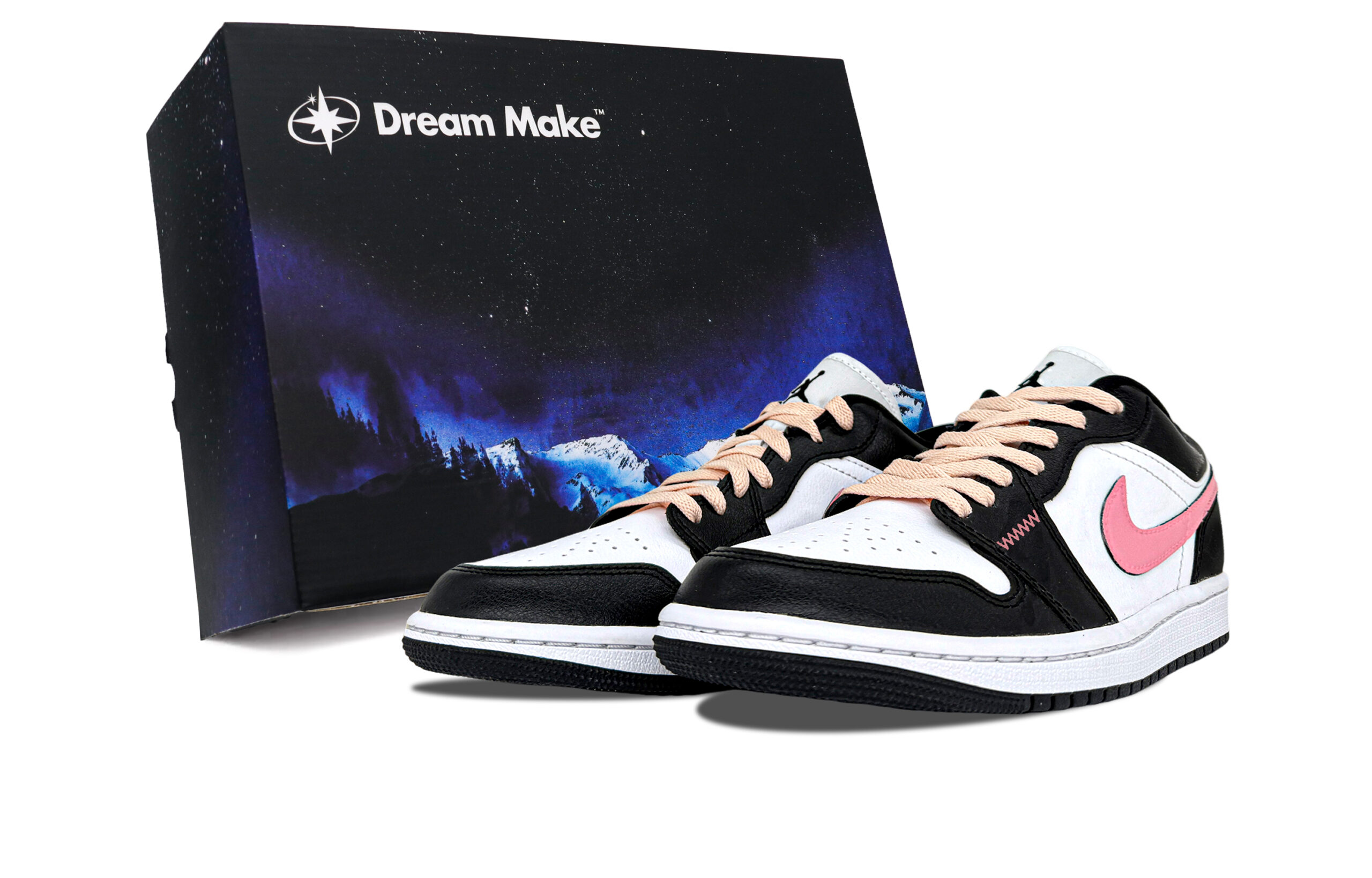 Jordan Air Jordan 1 Abrasion Resistant Low top Vintage Basketball Shoes Unisex Black Pink