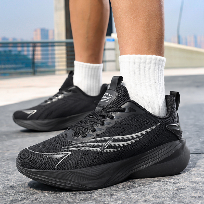 GAISIDULANTE Slip Resistant Abrasion Resistant Low top Running Shoes Unisex Night Black