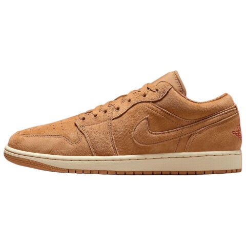 Jordan Air Jordan 1 Abrasion Resistant Low top Vintage Basketball Shoes Unisex Linen Brown