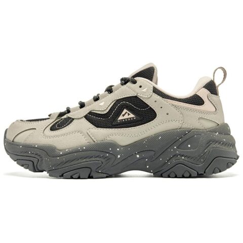 QIAODAN Cushioning Slip Resistant Abrasion Resistant Low top Trail Running Sprint Running Shoes Women’s Beige Black
