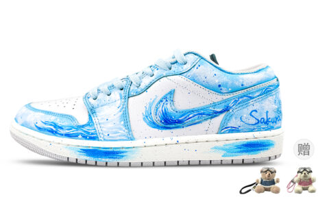 Jordan Air Jordan 1 Cushioning, Wear Resistant Low top Vintage Basketball Shoes Unisex White Blue