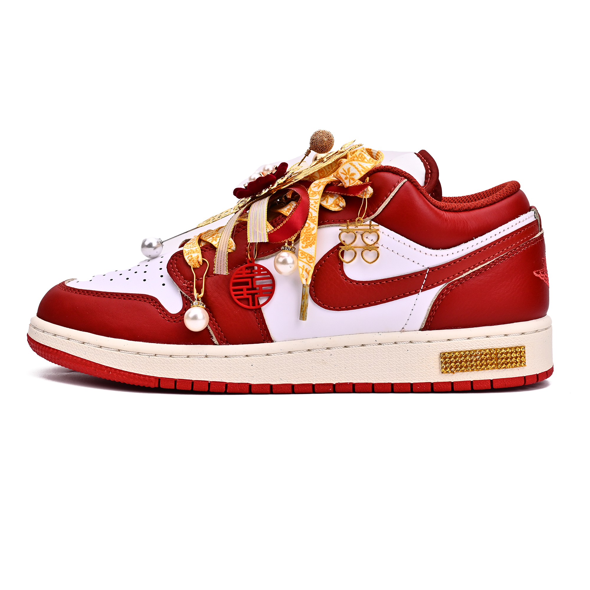 Jordan Air Jordan 1 Abrasion Resistant Low top Vintage Basketball Shoes Unisex Red