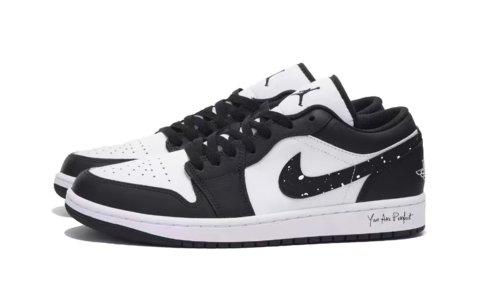 Jordan Air Jordan 1 Panda Cushioning Low top Vintage Basketball Shoes Men’s Black White