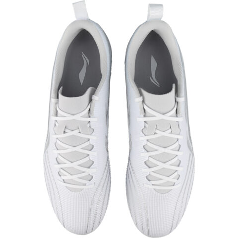 Li Ning MG Multi Ground Artificial Turf Slip Resistant Abrasion Resistant Soccer Shoes Men’s White Silver