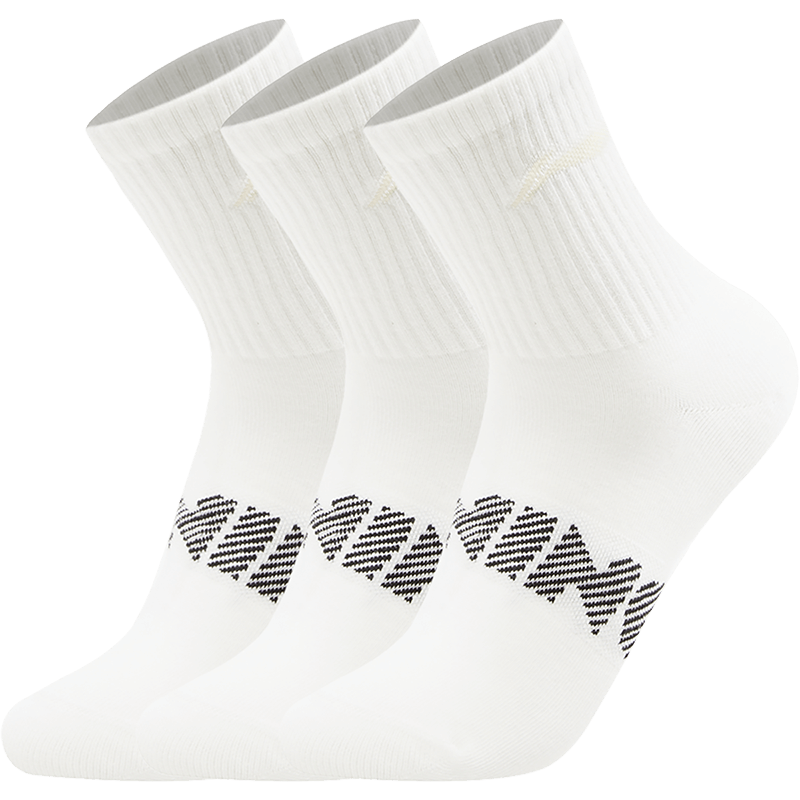 Li Ning Sports Life Collection Crew Socks Unisex 3 Pack White/White/White