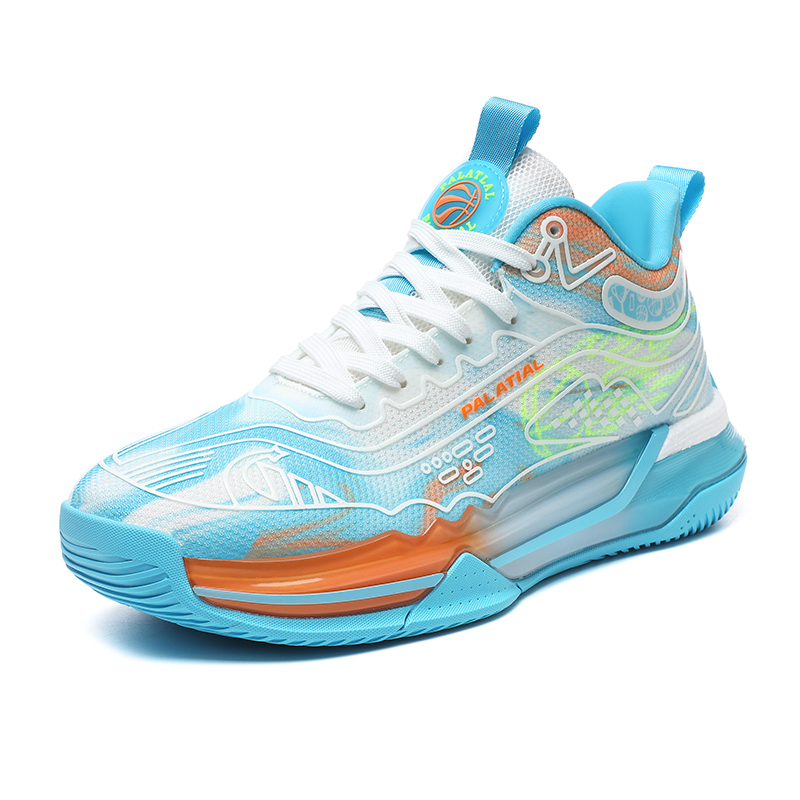 PALATIAL Northern Lights Basketball Shoes Men’s High Top Black Green/White Water Blue/Black Rose Red/Light Green