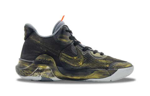 Nike KD Trey 5 IX Funi Gilded Abrasion Resistant Mid top Basketball Shoes Unisex Black Gold