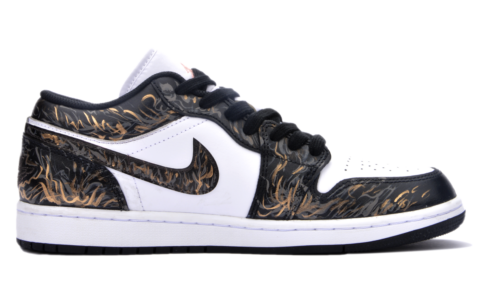 Jordan Air Jordan 1 Low top Vintage Basketball Shoes Unisex Black Gold