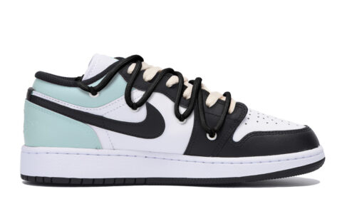 Jordan Air Jordan 1 Slip Resistant Abrasion Resistant Low top Vintage Basketball Shoes Men’s Black Tiffany